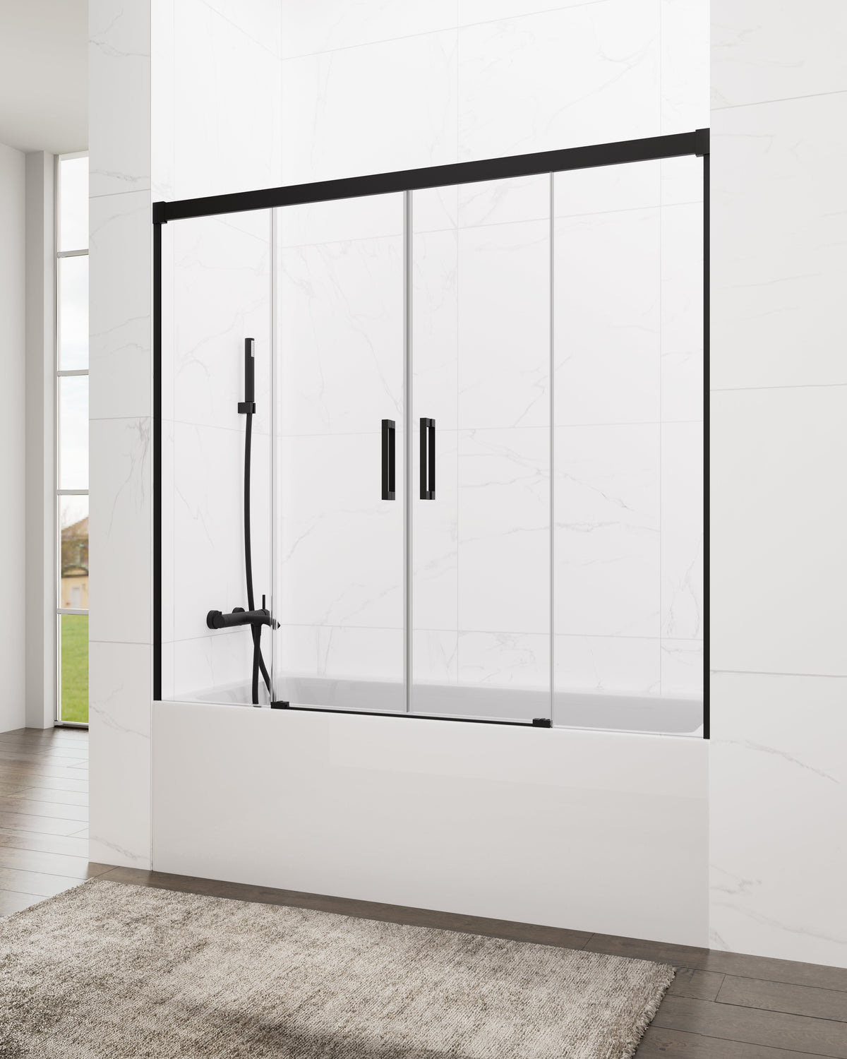 Mampara de bañera corredera frontal 2 hojas Basic transparente GME – Negro – imagen 7