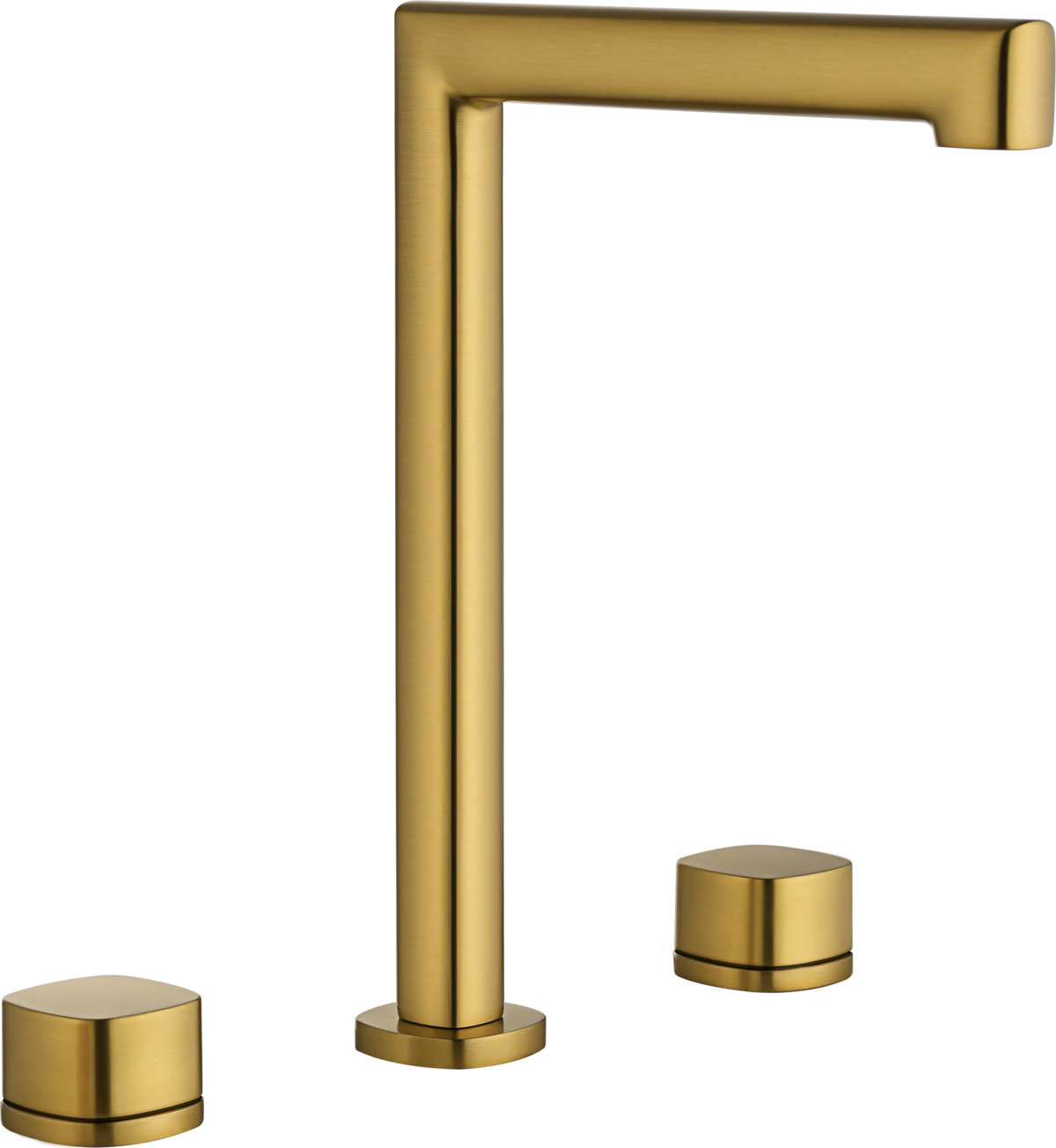 Grifo bimando de lavabo sobre encimera caño alto Toscana Imex – Oro cepillado