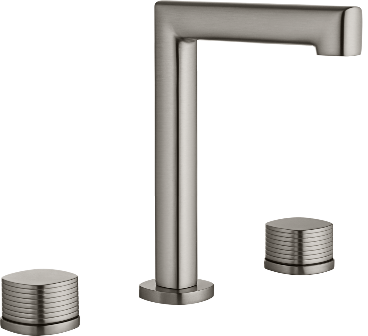 Grifo bimando de lavabo sobre encimera caño bajo Firenze Imex – Níquel cepillado