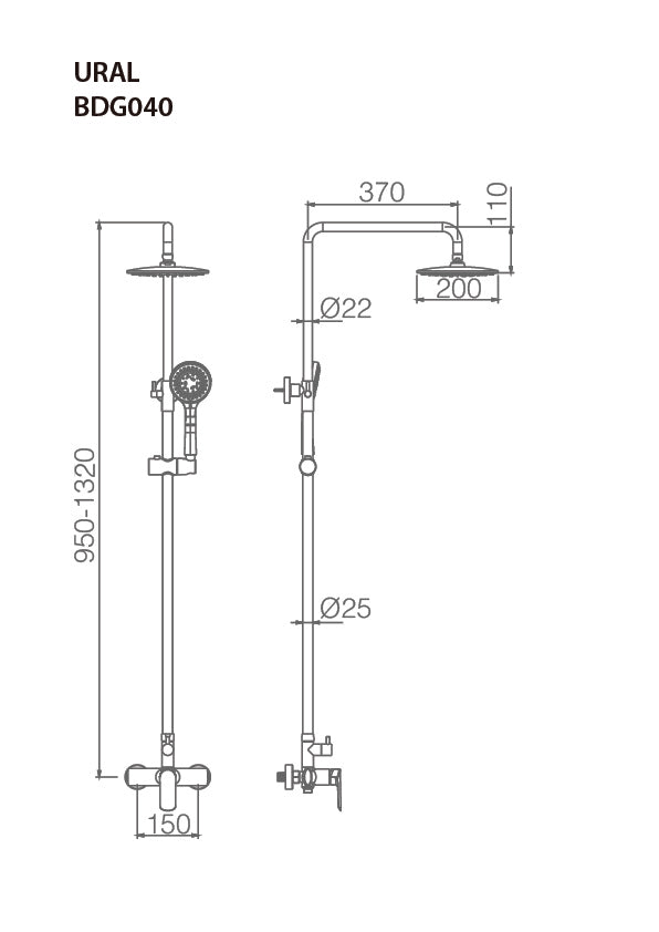Columna de ducha Ural IMEX – Cromo – imagen 3