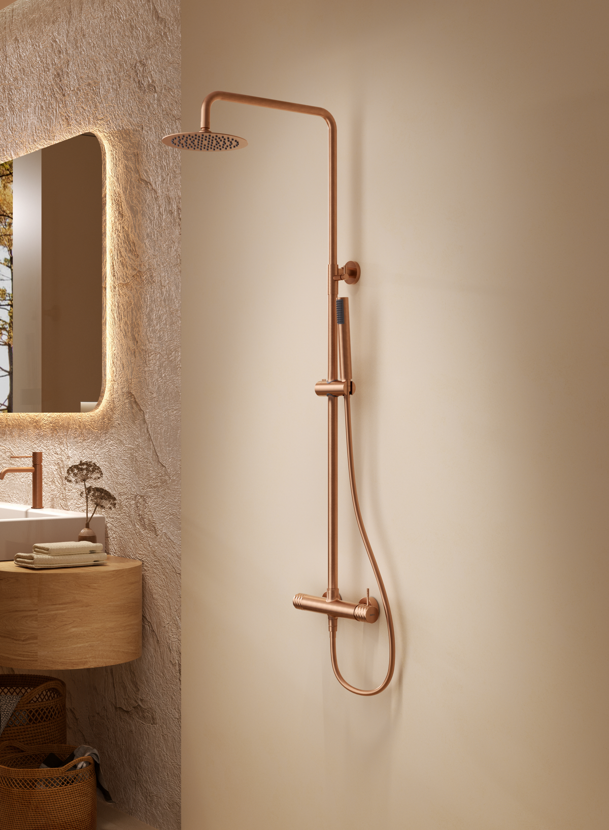 Columna de ducha monomando Genova IMEX – Oro cepillado – imagen 13