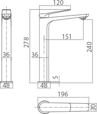 Grifo monomando de lavabo caño alto Nápoles IMEX – imagen 3 de 11
