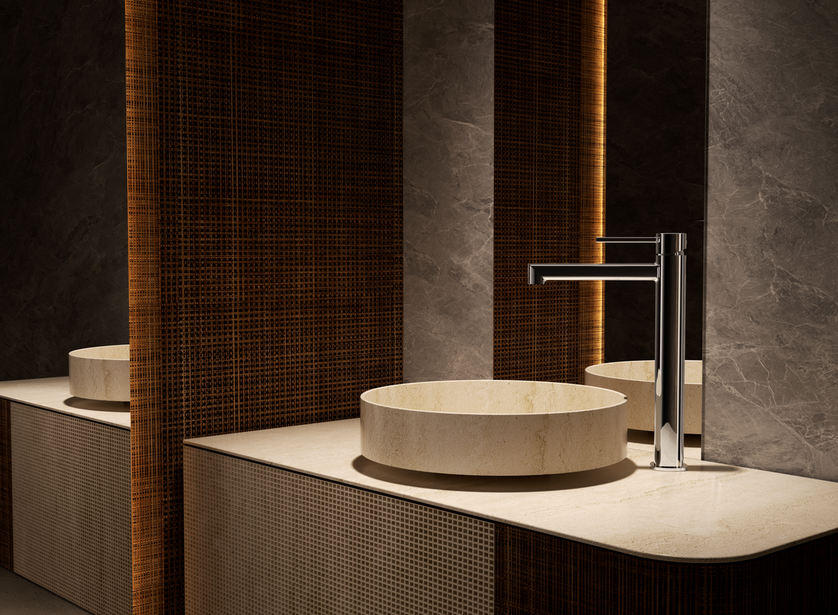Grifo monomando de lavabo caño alto Toscana IMEX – Oro rosa cepillado – imagen 14