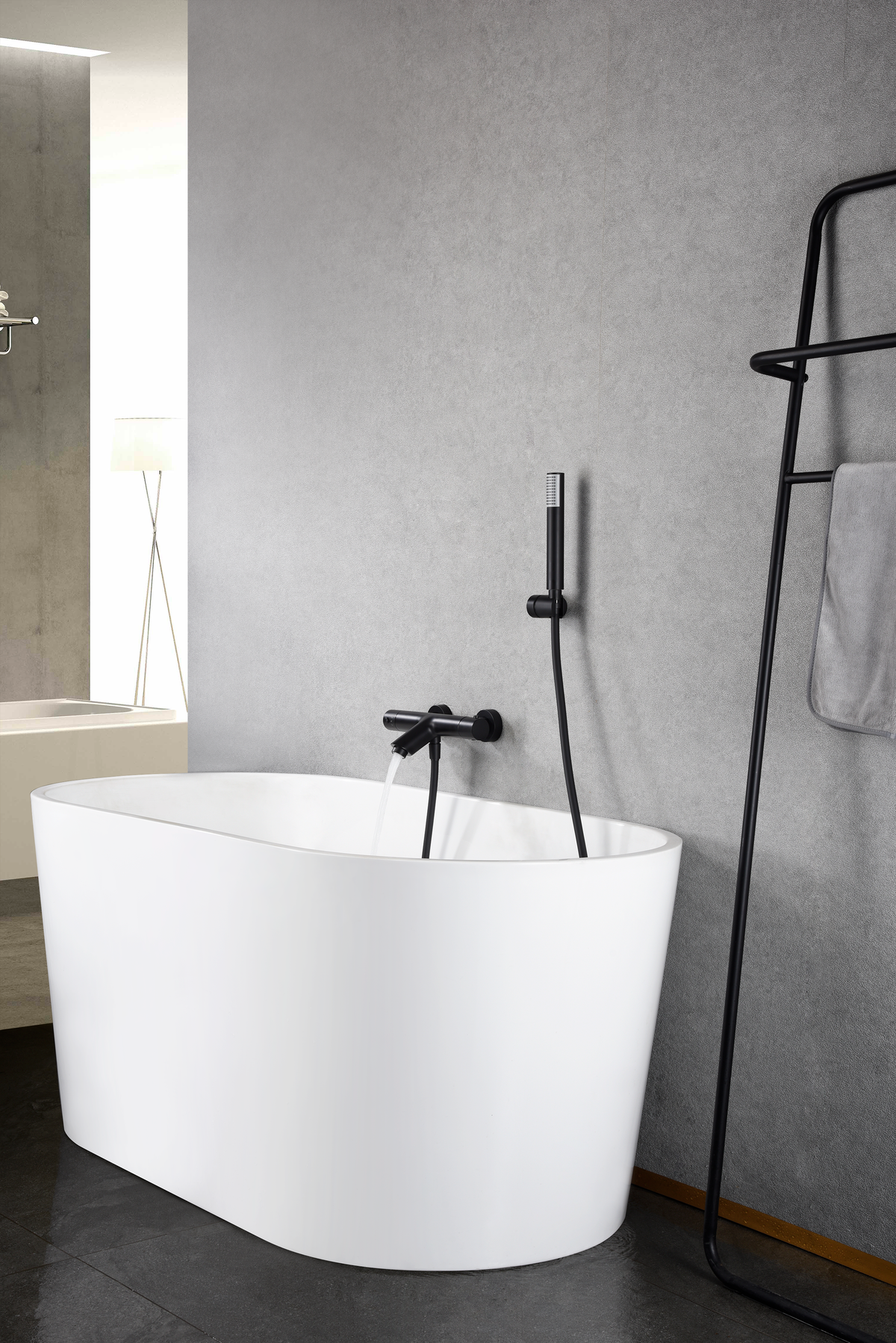 Grifo termostático de bañera y ducha Monza con kit de ducha IMEX – Negro mate – imagen 15