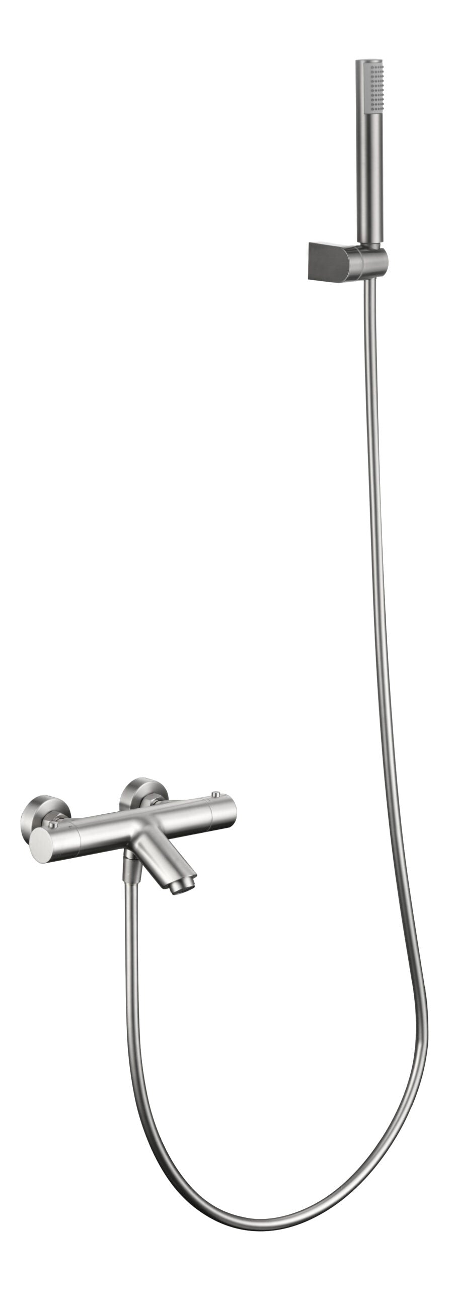 Grifo termostático de bañera y ducha Monza con kit de ducha IMEX – Níquel cepillado – imagen 4