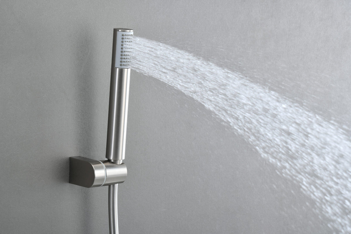 Grifo termostático de bañera y ducha Monza con kit de ducha IMEX – Níquel cepillado – imagen 7
