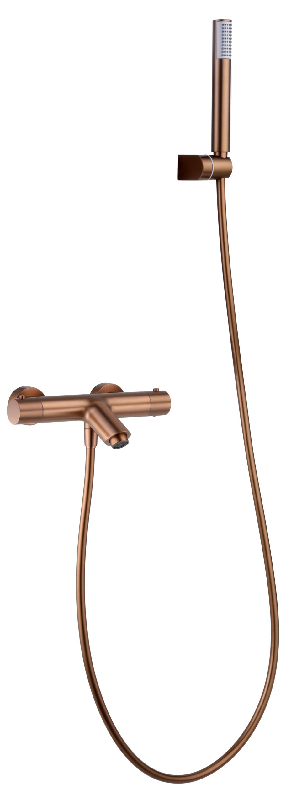 Grifo termostático de bañera y ducha Monza con kit de ducha IMEX – Oro rosa cepillado – imagen 8