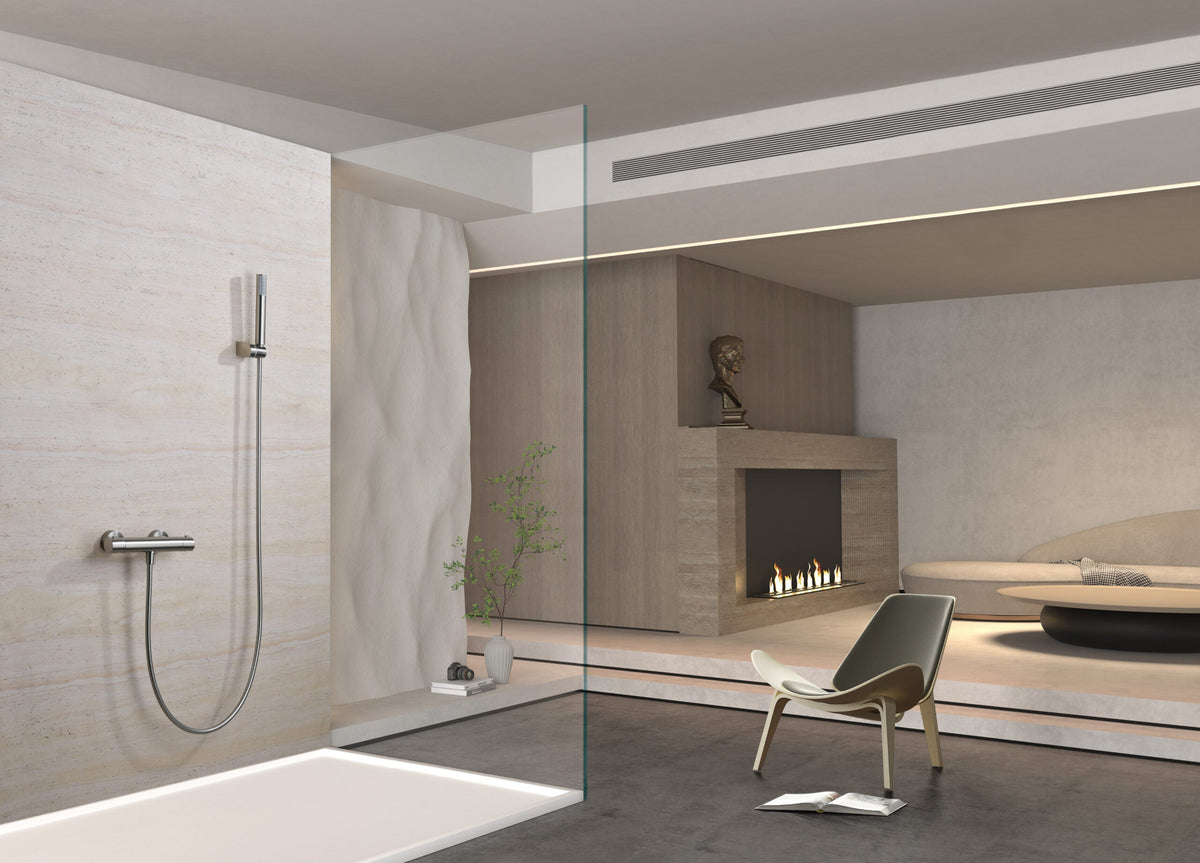 Conjunto de ducha termostático Monza IMEX – Níquel cepillado – imagen 2