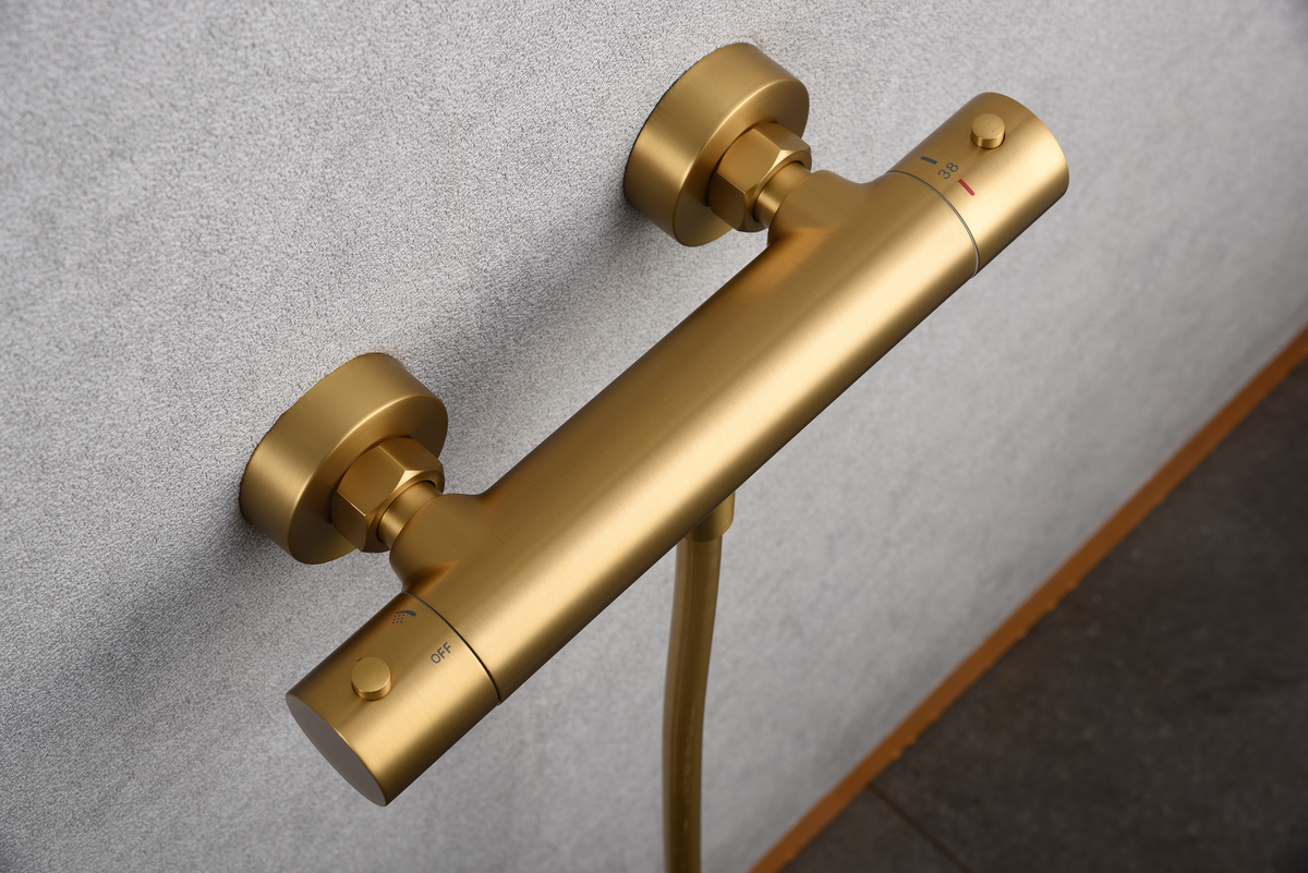 Conjunto de ducha termostático Monza IMEX – Oro cepillado – imagen 10
