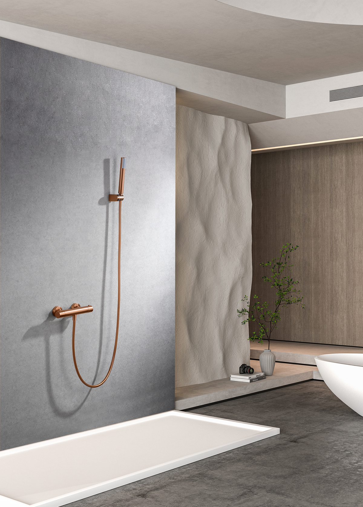 Conjunto de ducha termostático Monza IMEX – Oro rosa cepillado – imagen 7