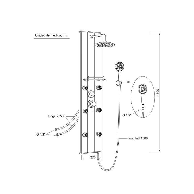 Columna de hidromasaje PVC Menorca – imagen 2 de 2