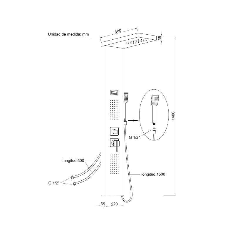 Columna de hidromasaje A-9127 – imagen 2 de 4