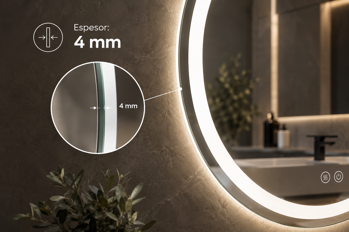 Espejo de baño LED redondo con luz frontal Rand – imagen 4