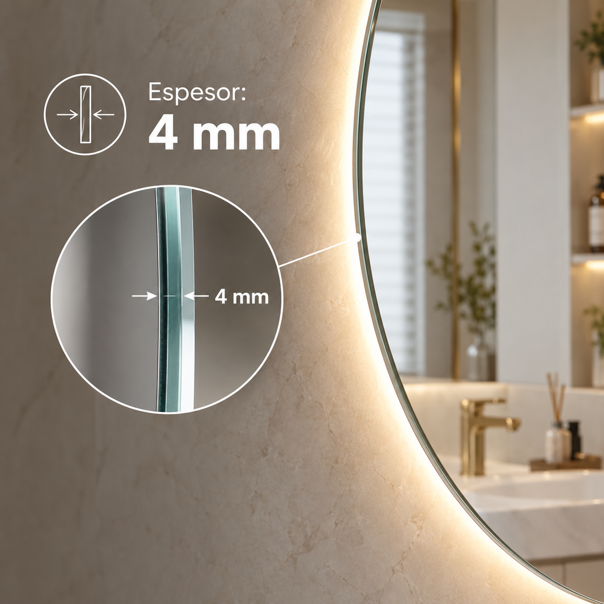 Espejo de baño LED redondo retroiluminado Dian – imagen 4