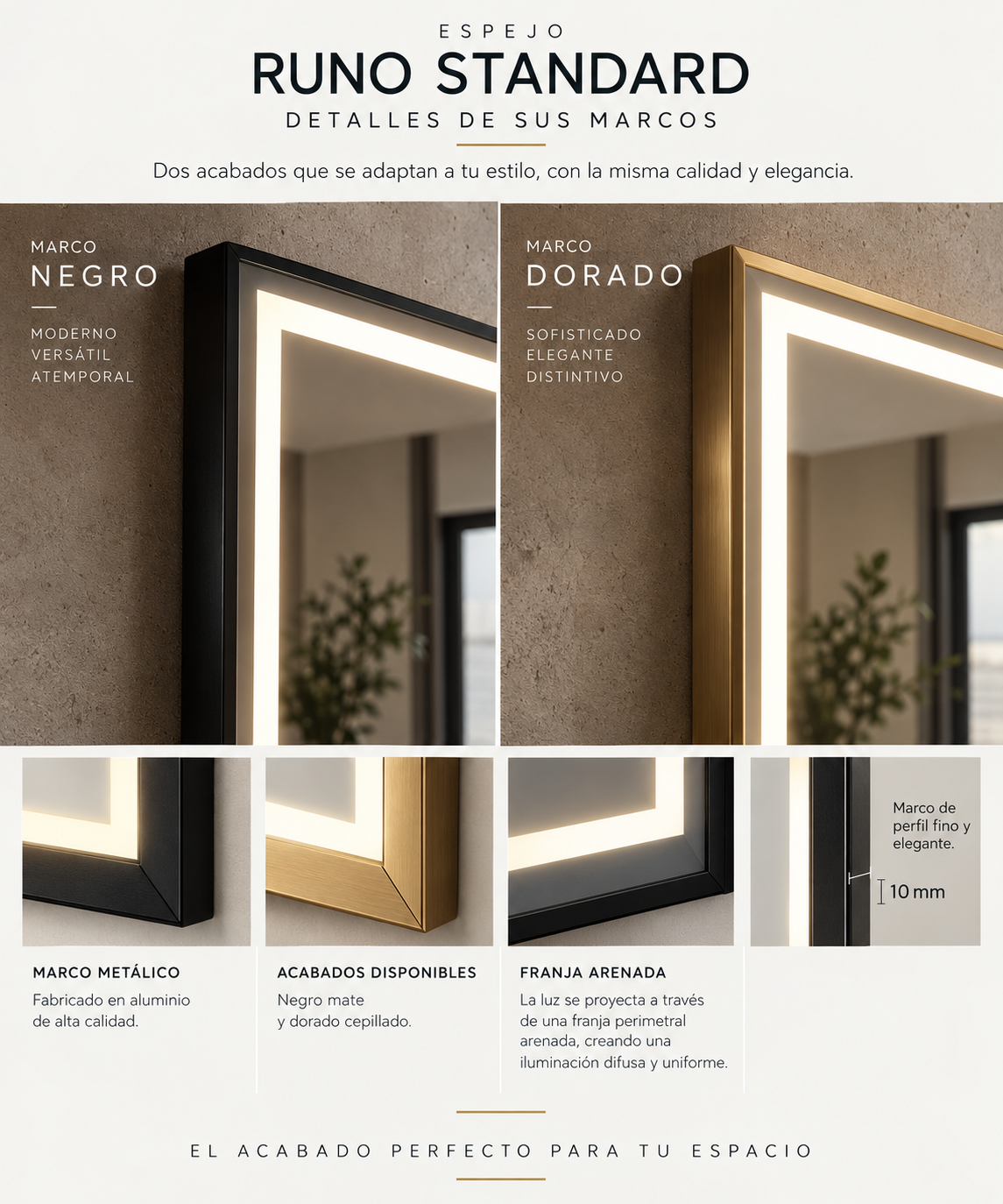 Espejo de baño LED rectangular retroiluminado Runo – imagen 3