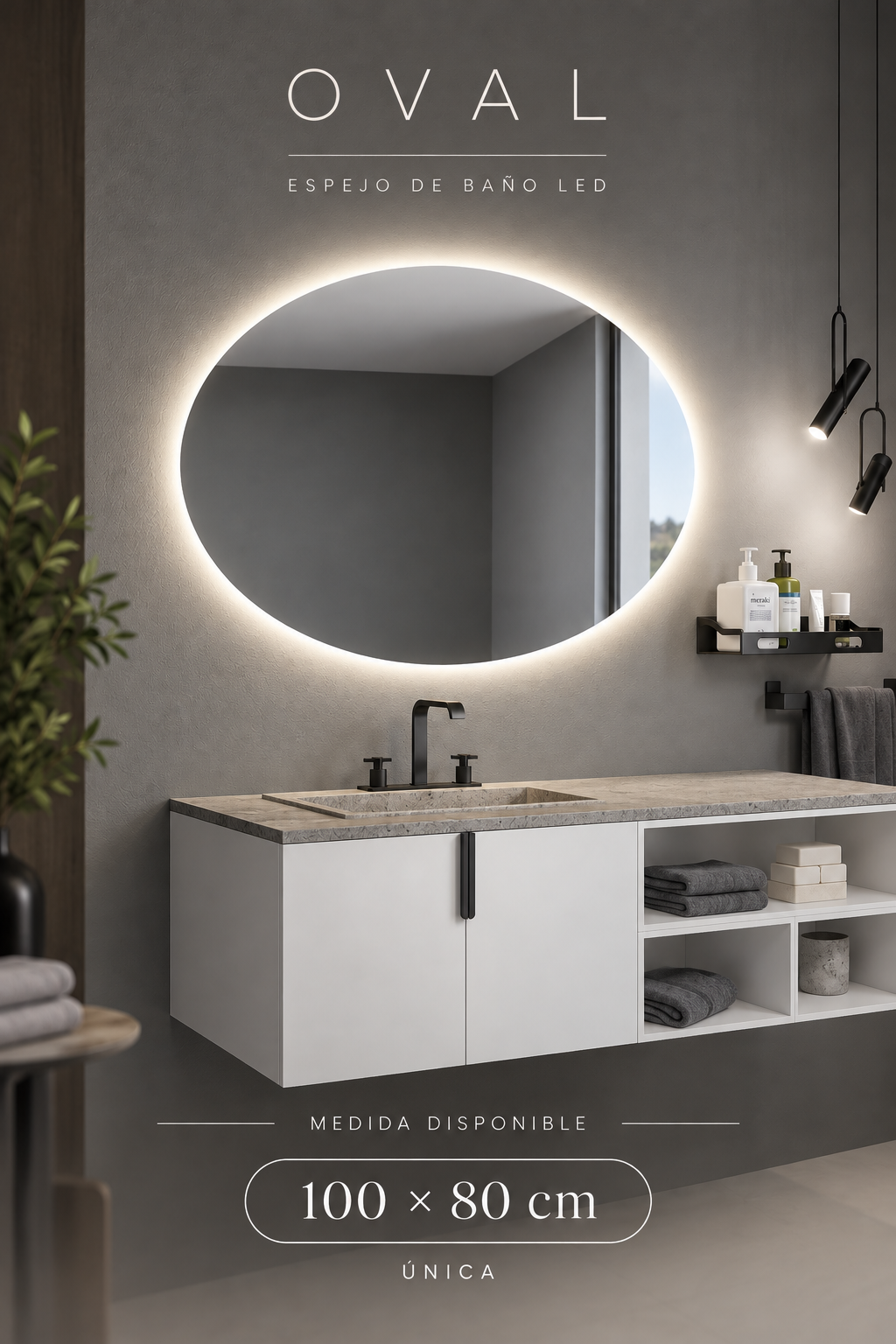 Espejo de baño LED ovalado retroiluminado Oval – imagen 4