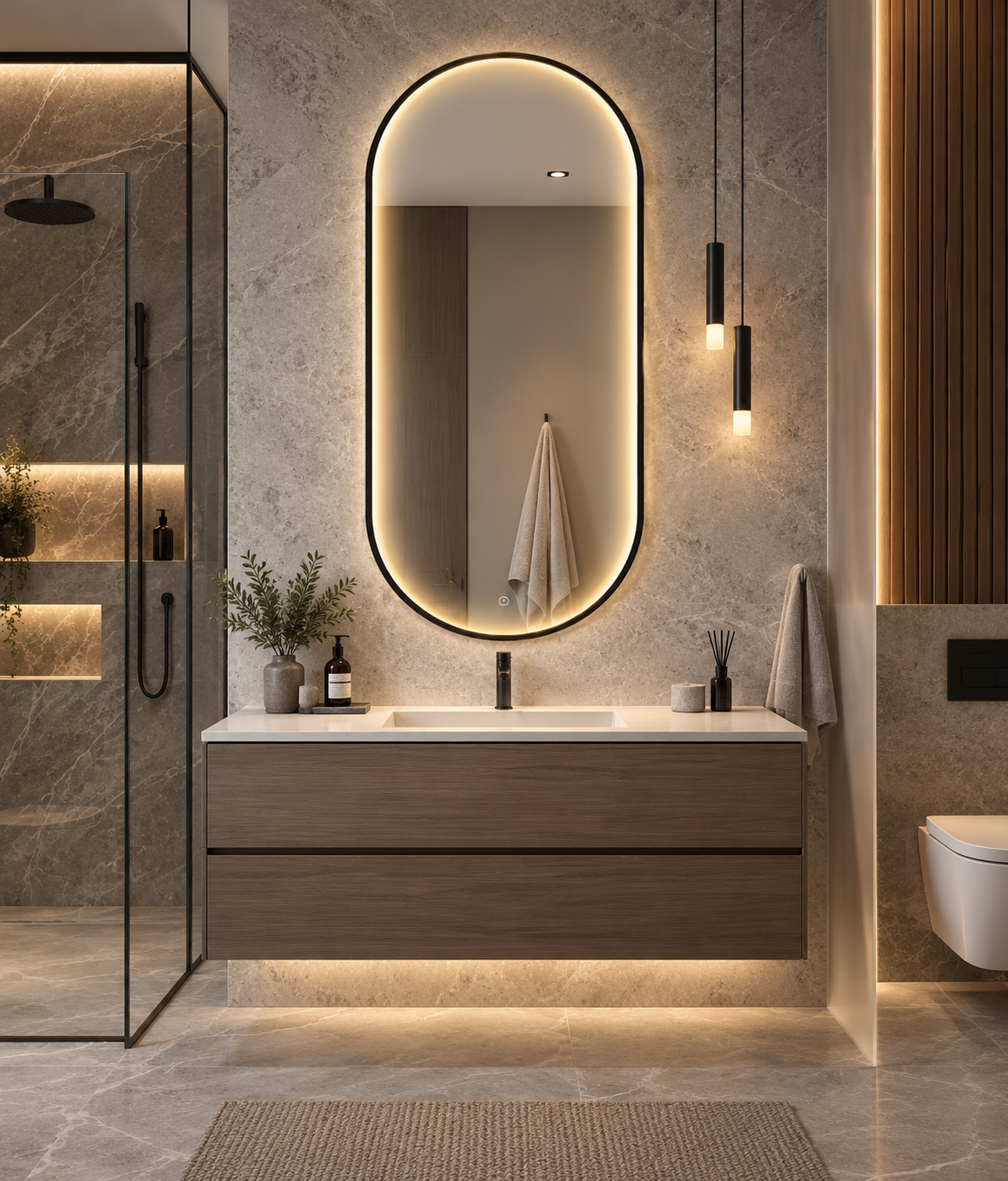 Espejo de baño LED ovalado con marco iluminado Rio – imagen 5