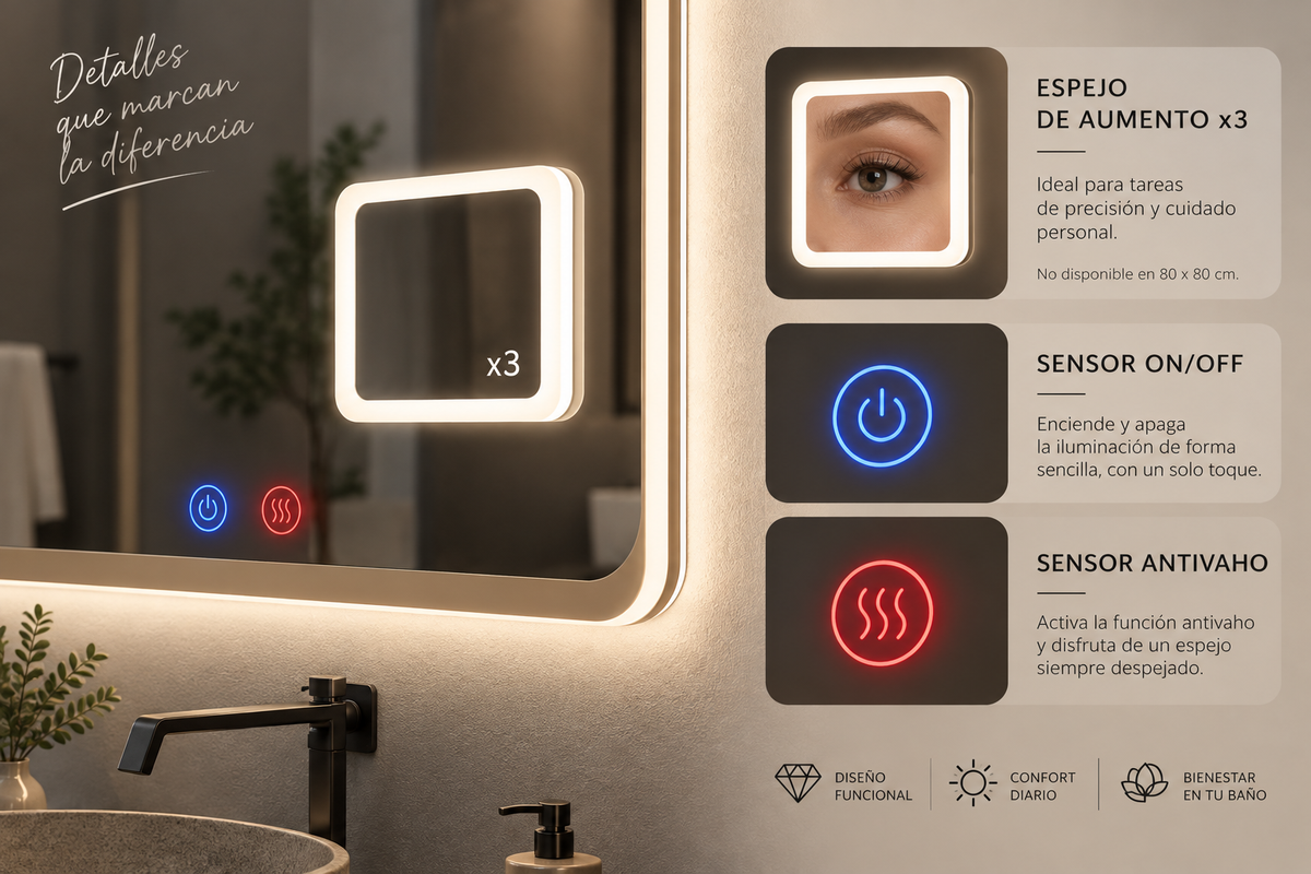 Espejo de baño LED rectangular retroiluminado Duomo – imagen 4