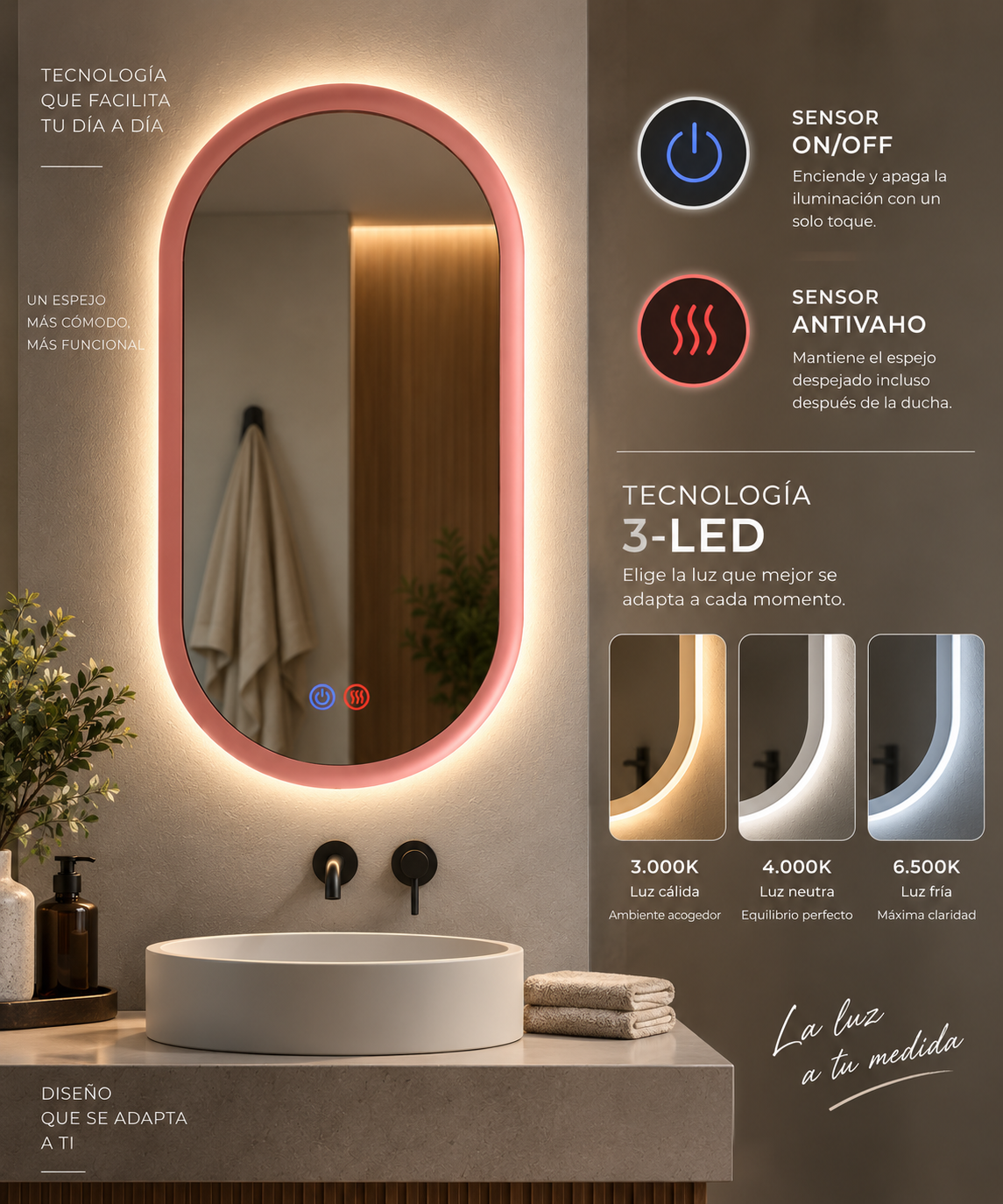 Espejo de baño rectangular sin luz Milan – imagen 3