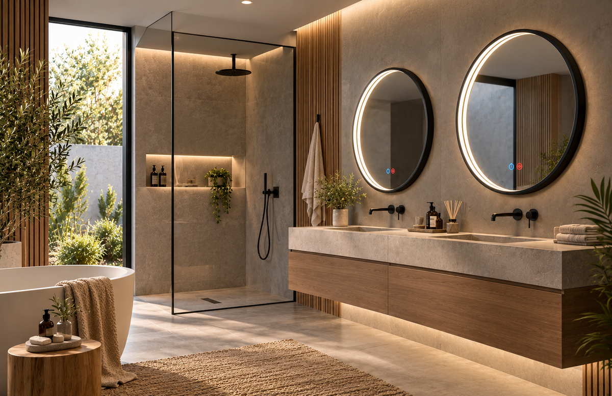Espejo de baño LED redondo con marco iluminado Nepal – imagen 5