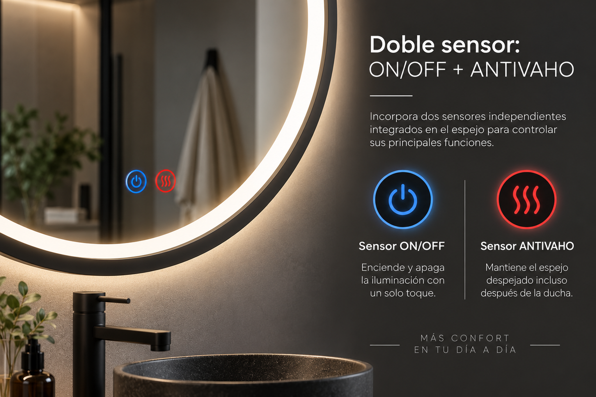 Espejo de baño LED redondo con marco iluminado Nepal – imagen 3