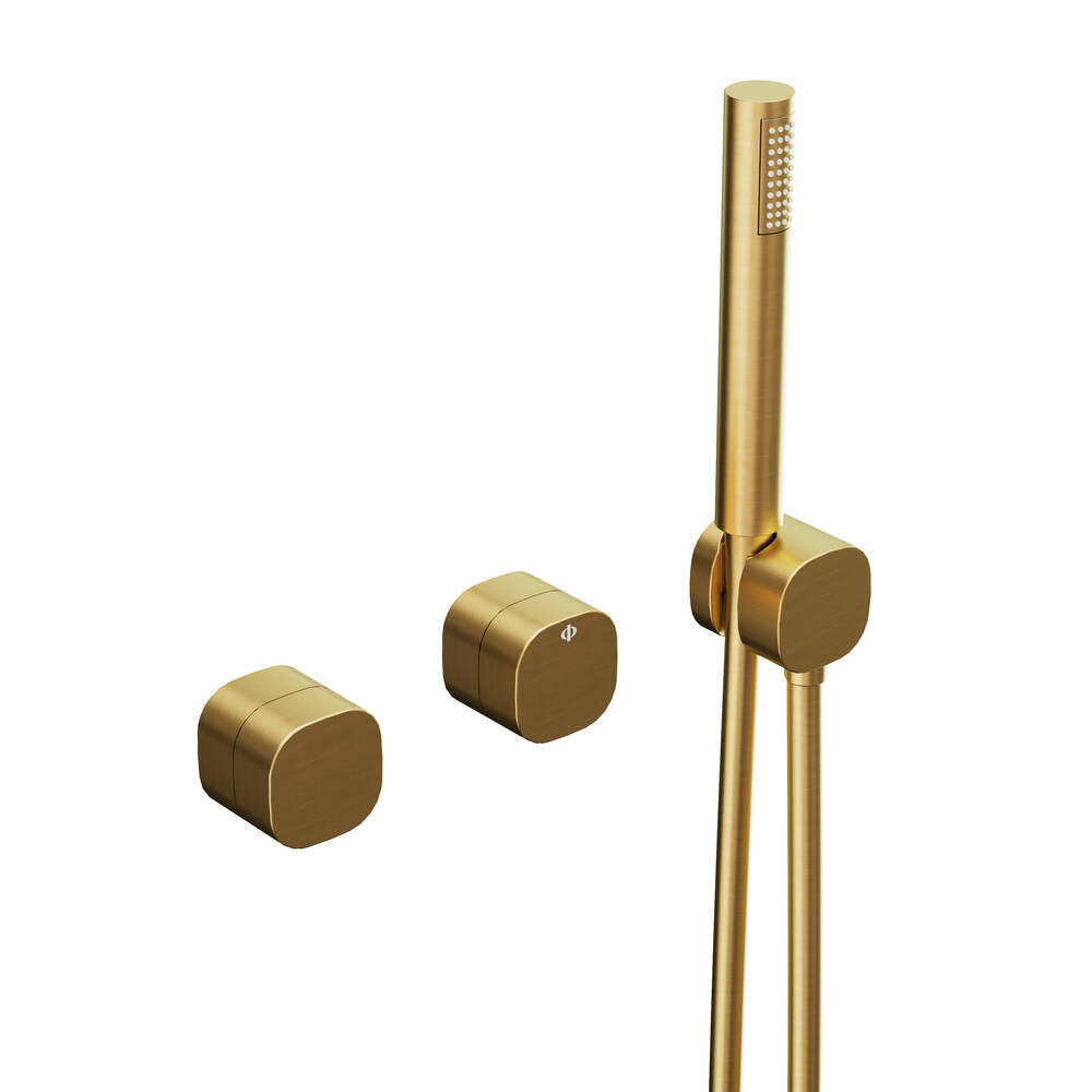 Conjunto de ducha empotrado 2 funciones Versatil cromo con kit GME – Oro – imagen 4