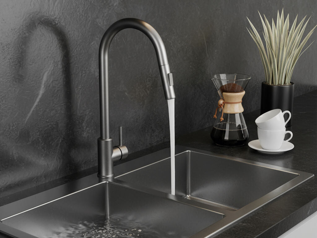 Grifo de cocina monomando extraíble Round acero GME – Titanio – imagen 5