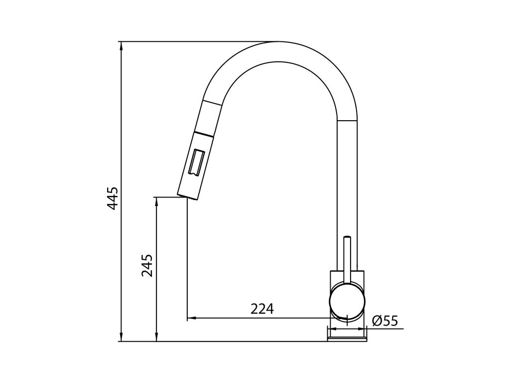 Grifo de cocina monomando extraíble Round acero GME – Negro – imagen 3