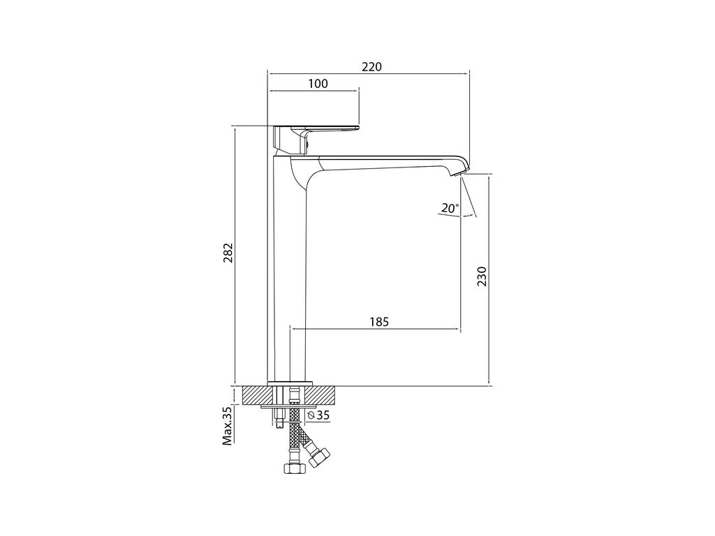 Grifo monomando de lavabo caño alto Fiore GME – Cromo – imagen 2