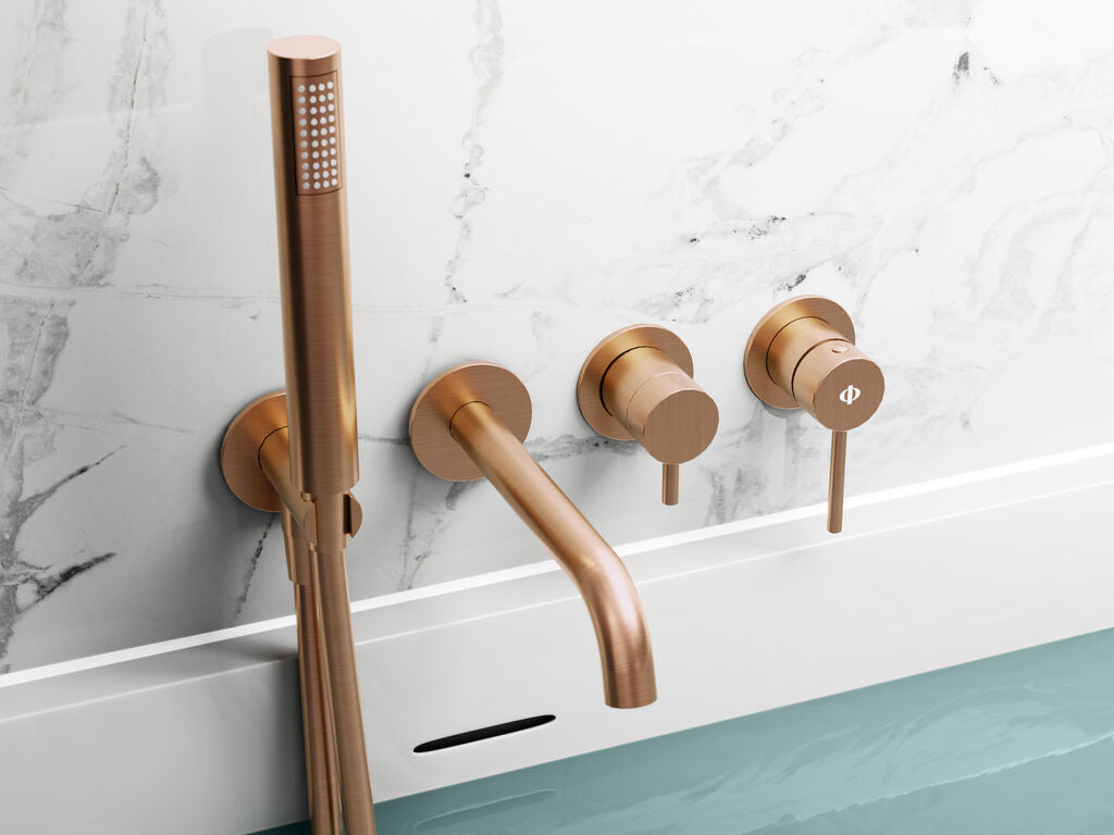 Conjunto empotrado bañera Sirio cromo con kit GME – Cobre – imagen 12