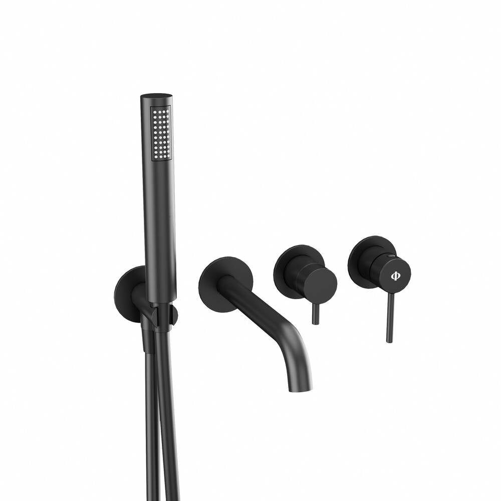 Conjunto empotrado bañera Sirio cromo con kit GME – Negro – imagen 9