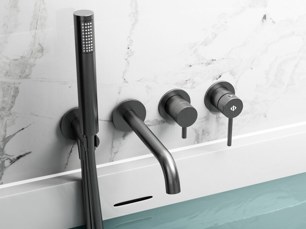 Conjunto empotrado bañera Sirio cromo con kit GME – Oro – imagen 6