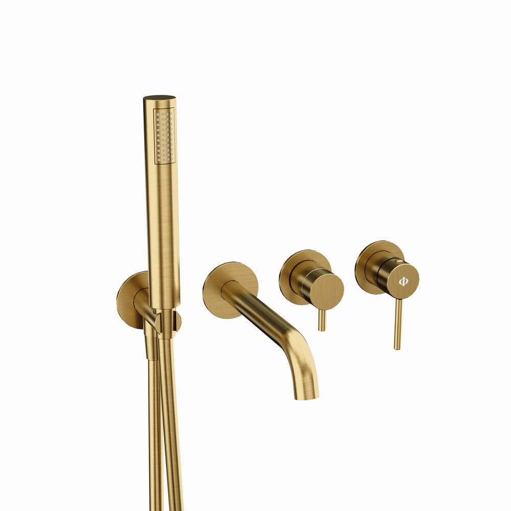 Conjunto empotrado bañera Sirio cromo con kit GME – Oro – imagen 5