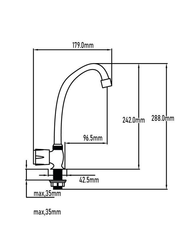 Grifo de cocina monomando vertical un agua Cala – imagen 2 de 2
