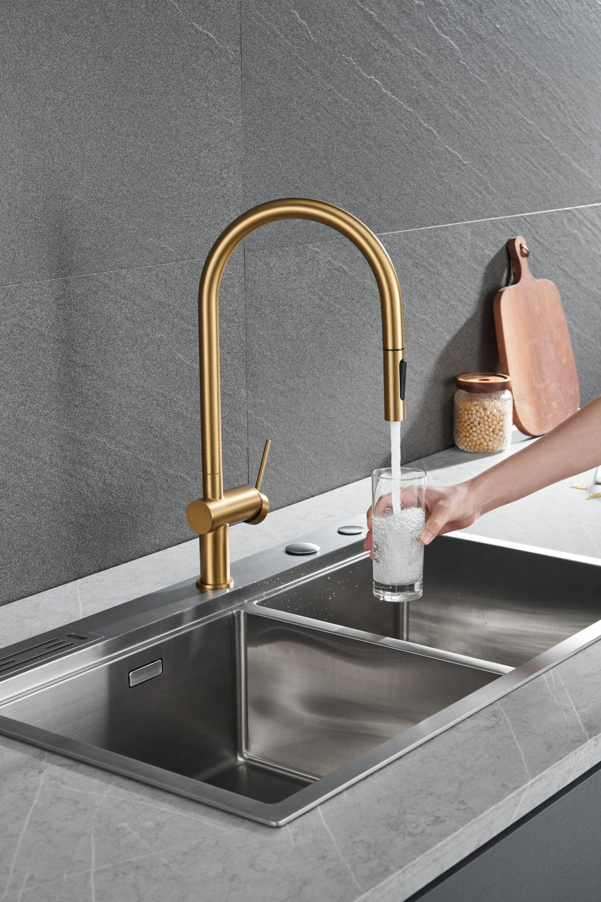 Grifo de cocina Berna IMEX – Oro cepillado – imagen 6