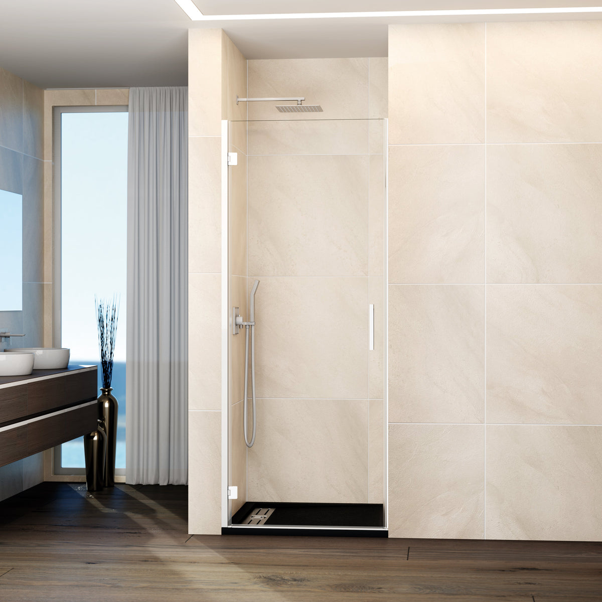Mampara de ducha abatible Glass transparente 68-83 cm GME – Blanco – imagen 3