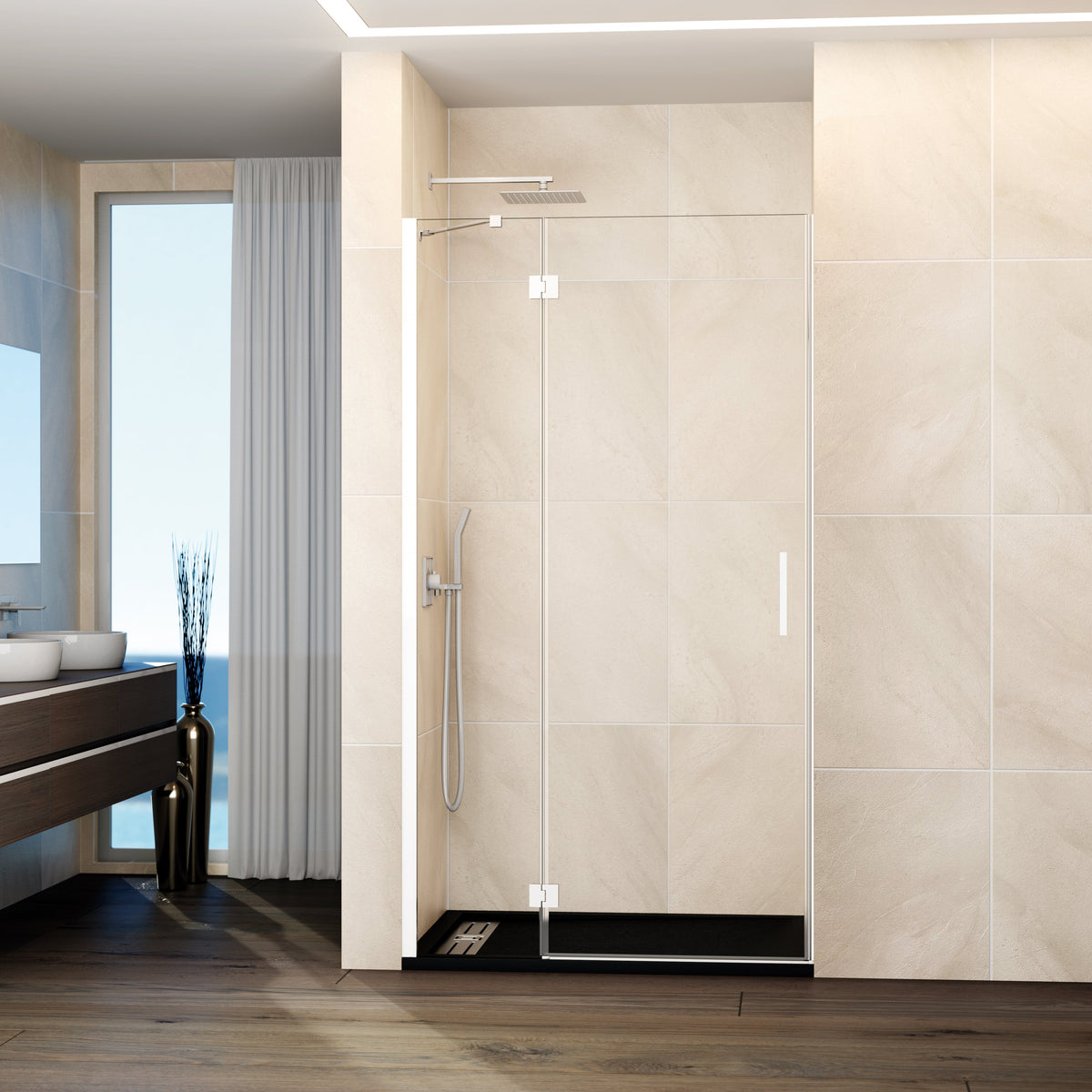 Mampara de ducha abatible Glass transparente 67-137 cm GME – Blanco – imagen 3