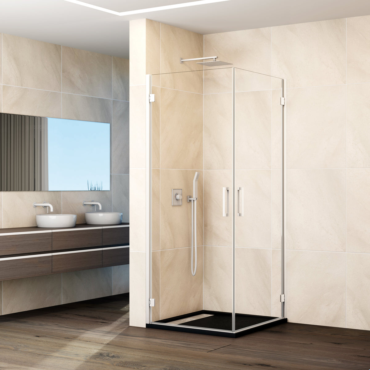 Mampara de ducha abatible Glass transparente 42-82 cm GME – Blanco – imagen 3