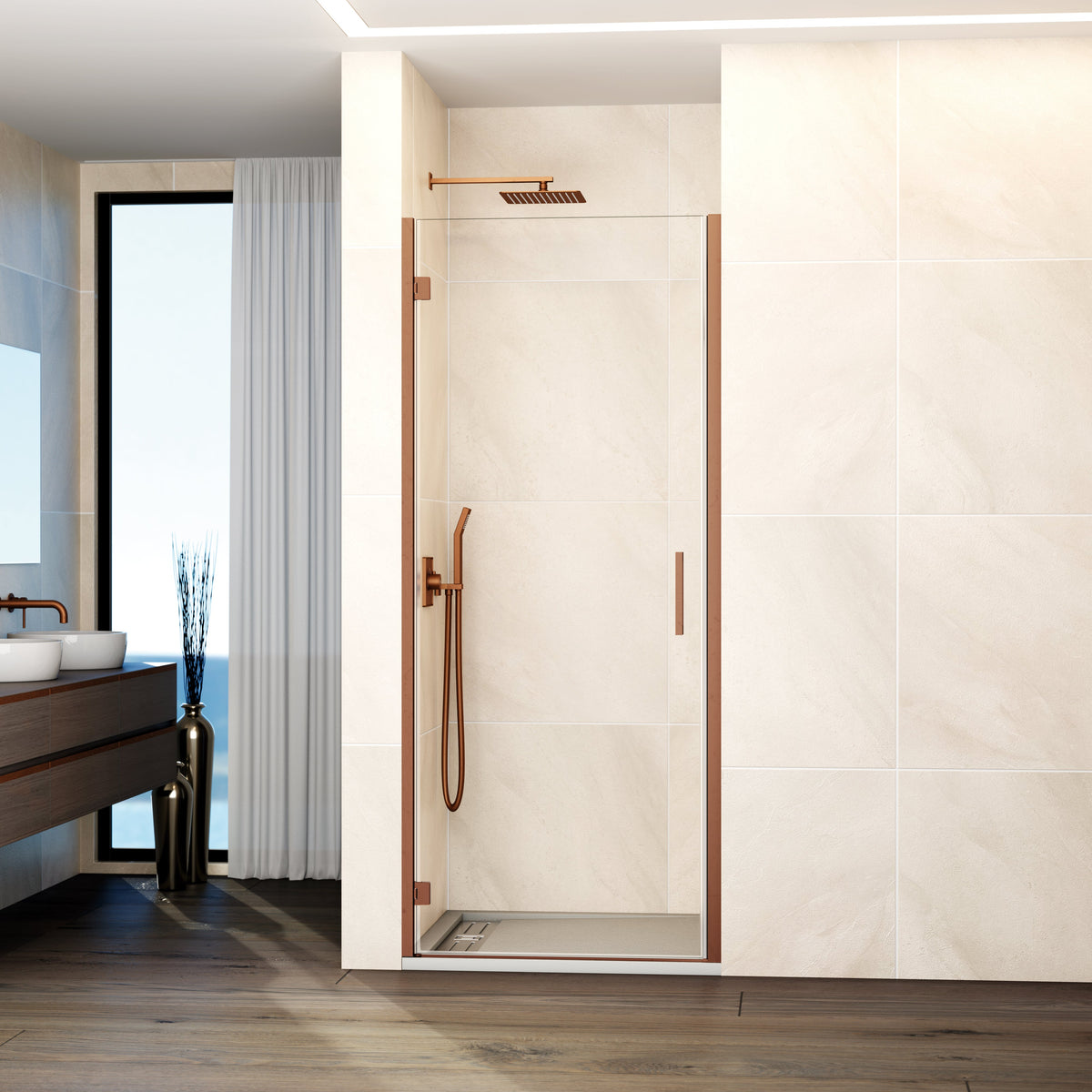 Mampara de ducha abatible Glass transparente 70-85 cm GME – Cobre – imagen 11