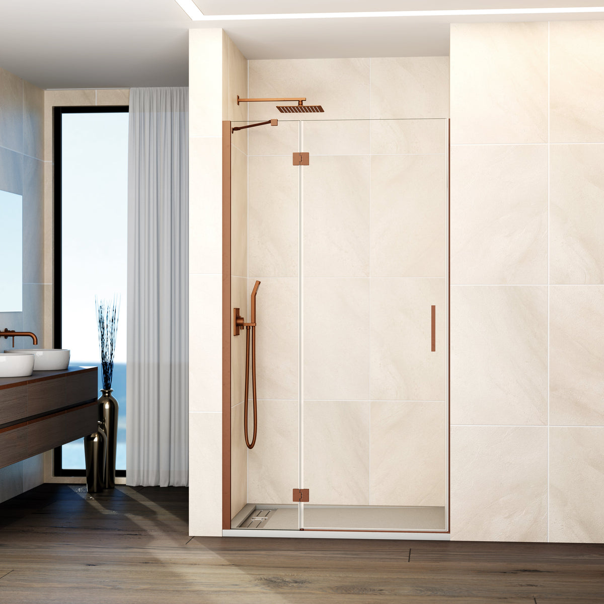 Mampara de ducha abatible Glass transparente 67-137 cm GME – Cobre – imagen 11