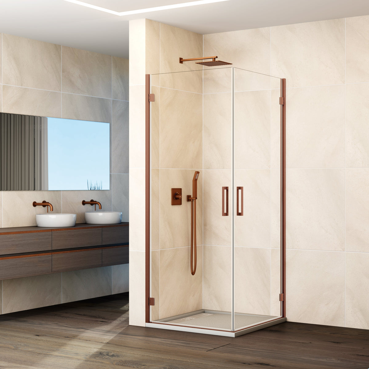 Mampara de ducha abatible Glass transparente 42-82 cm GME – Cobre – imagen 11