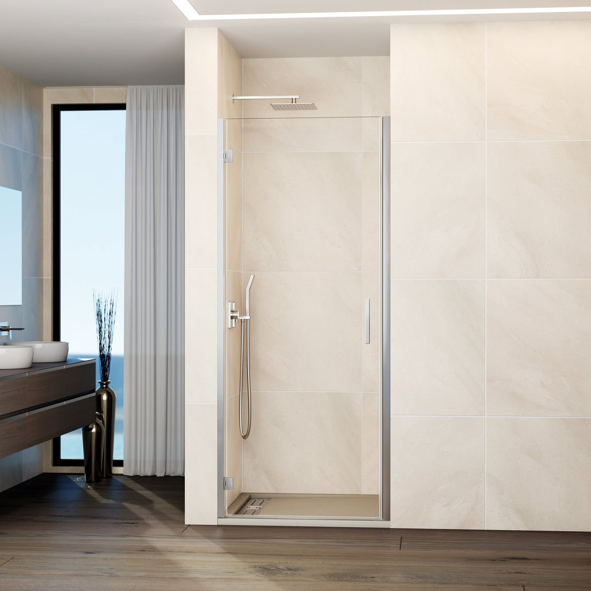 Mampara de ducha abatible Glass transparente 70-85 cm GME – Cromo