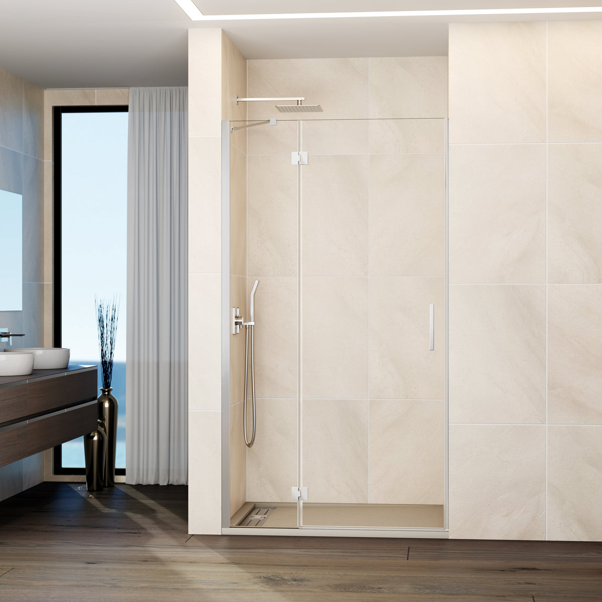 Mampara de ducha abatible Glass transparente 67-137 cm GME – Cromo