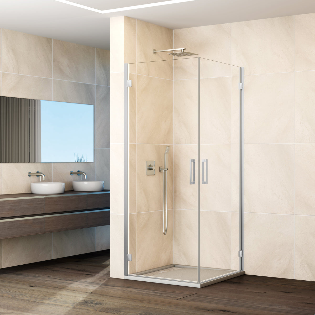 Mampara de ducha abatible Glass transparente 42-82 cm GME – Cromo