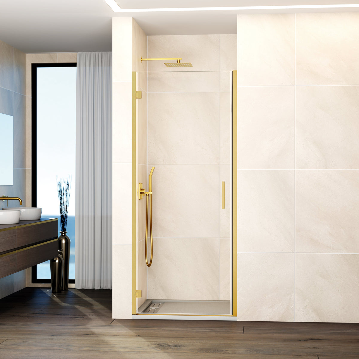 Mampara de ducha abatible Glass transparente 70-85 cm GME – Oro – imagen 7