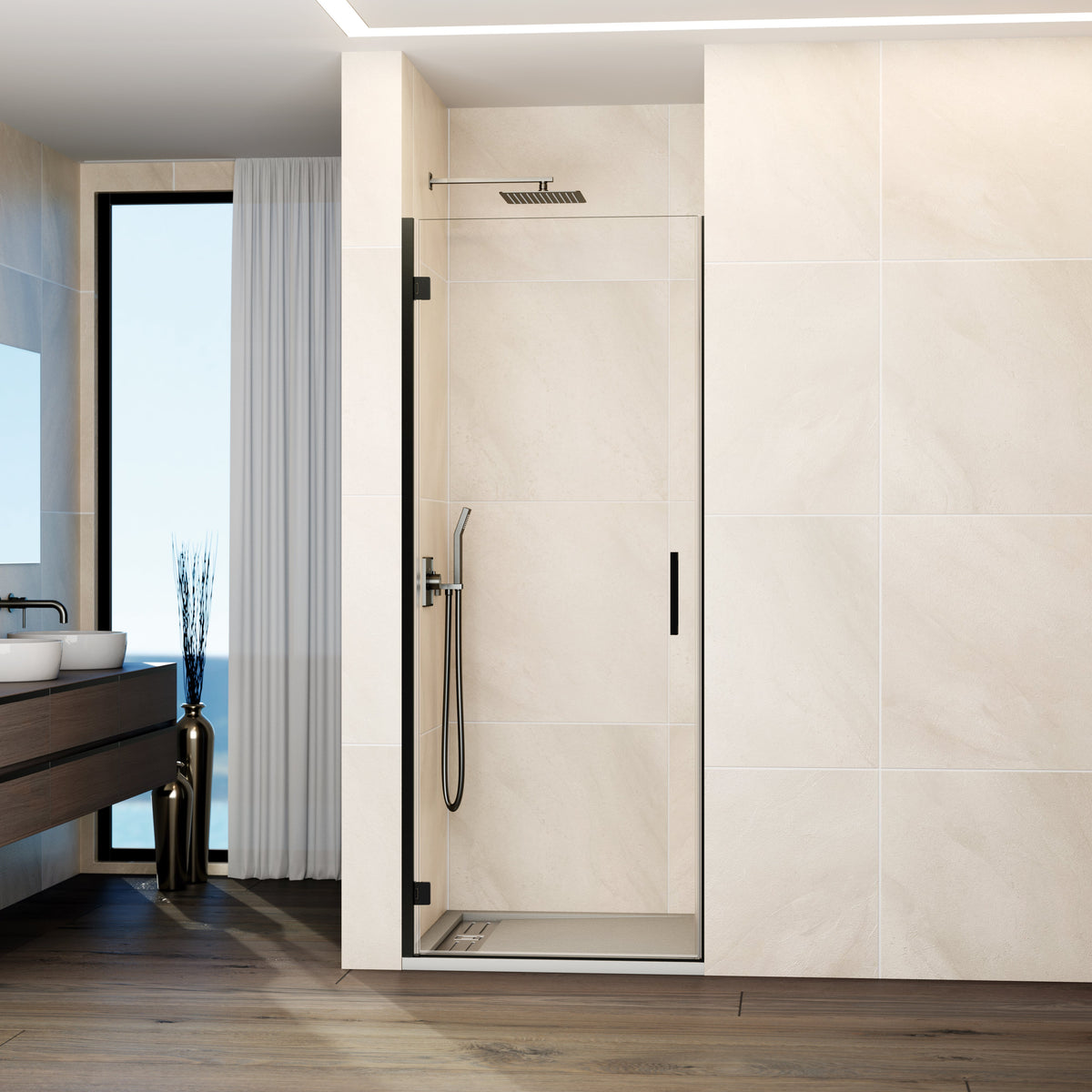 Mampara de ducha abatible Glass transparente 68-83 cm GME – Titanio – imagen 13