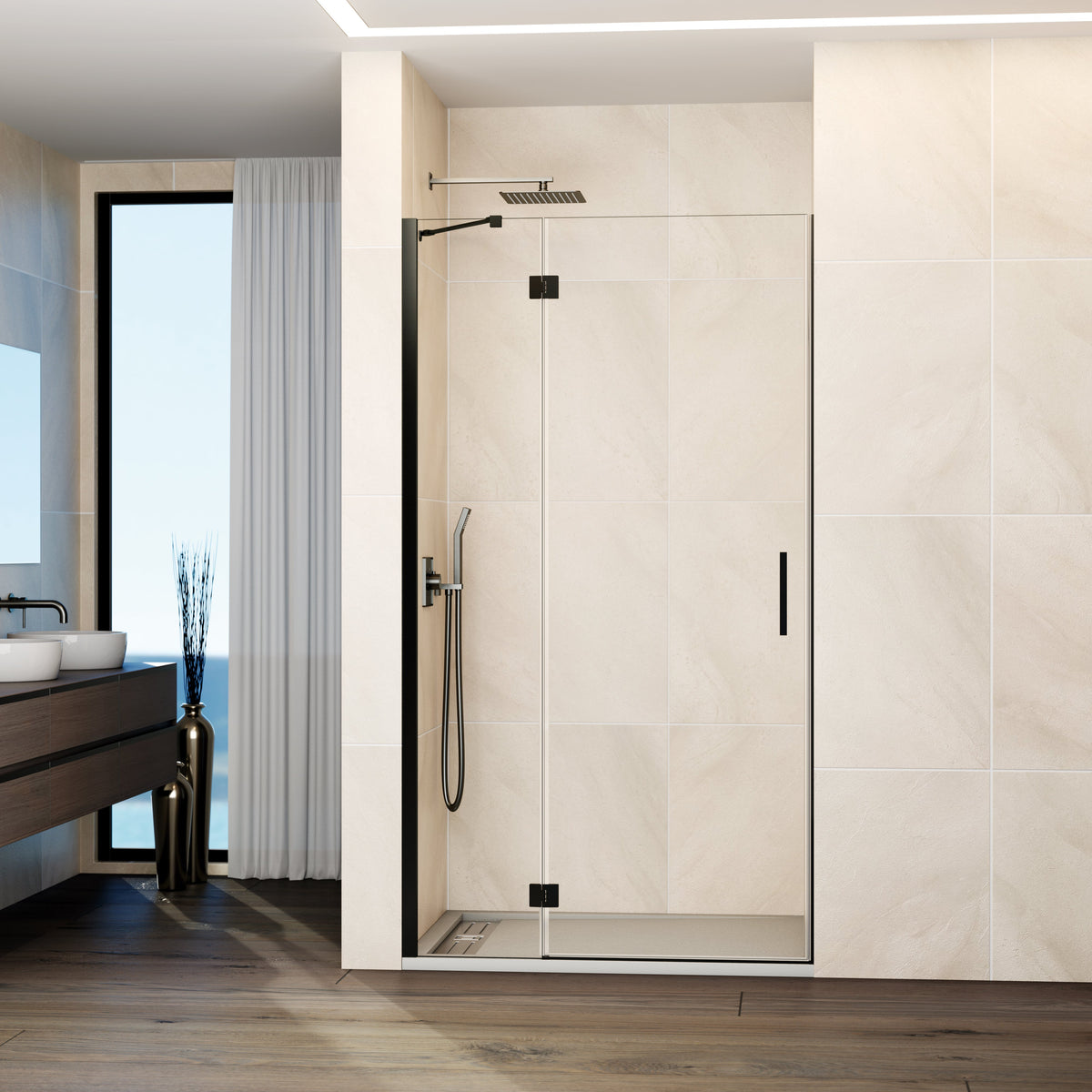 Mampara de ducha abatible Glass transparente 67-137 cm GME – Titanio – imagen 13