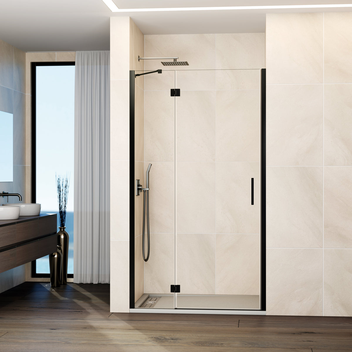 Mampara de ducha abatible Glass transparente 69-139 cm GME – Titanio – imagen 13