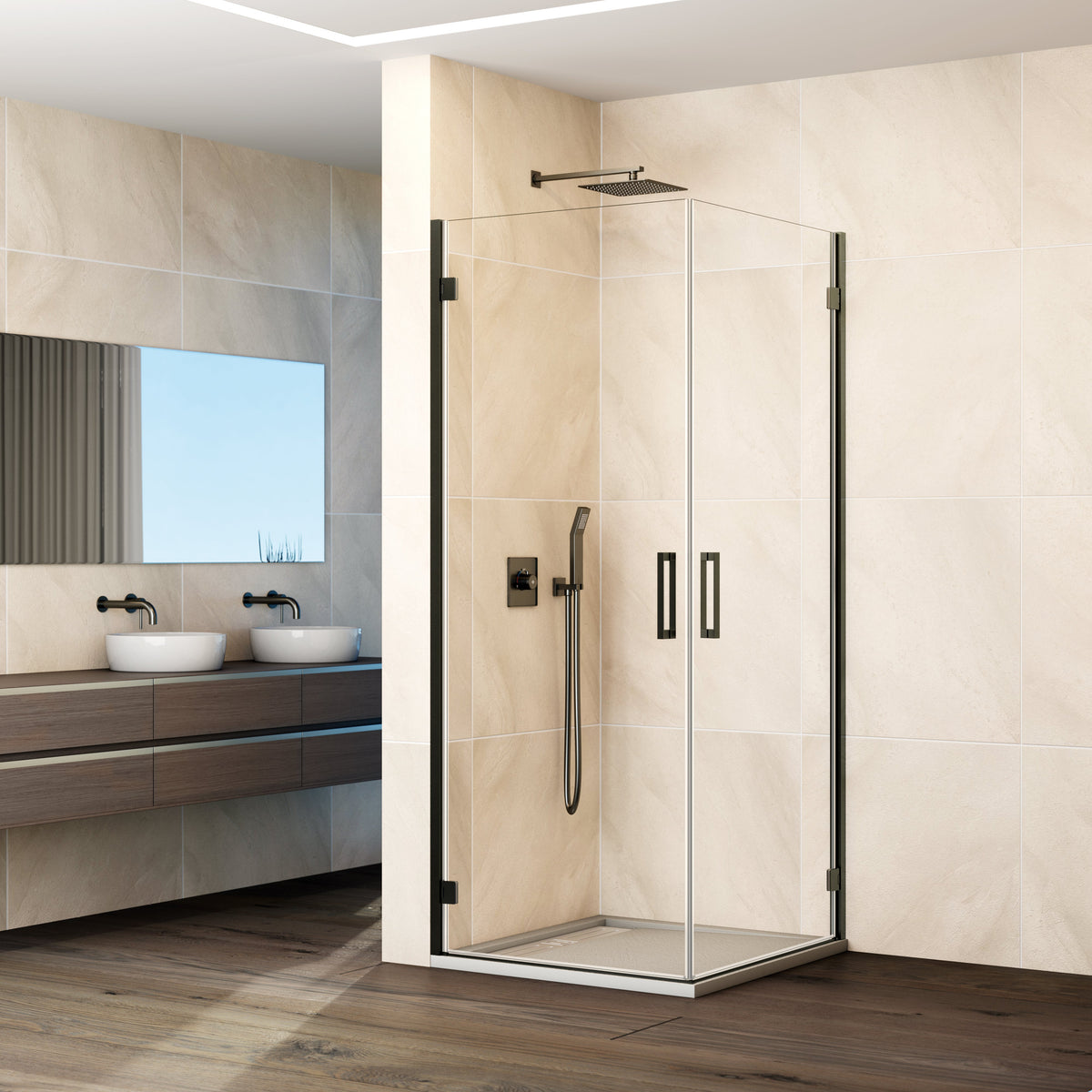 Mampara de ducha abatible Glass transparente 42-82 cm GME – Titanio – imagen 13