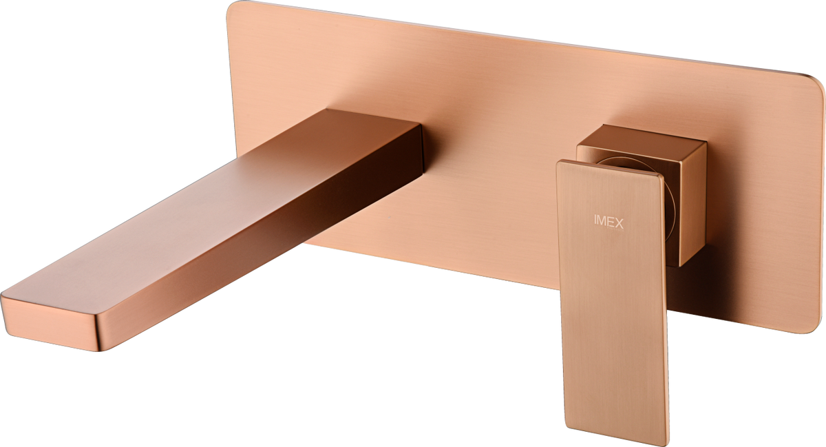 Grifo monomando de lavabo empotrado Pisa Imex – Oro rosa cepillado